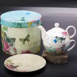 سرویس 3 پارچه چای خوری پی پی دی مدل باغ گل و پروانه