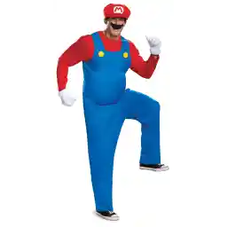 Disguise mens Mario Costume, Official Super Mario Adult Costume and Hat Adult Sized Costumes (pack of 1)
