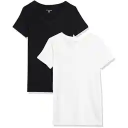 تی شرت زنانه یقه وی شکل آستین کوتاه با تناسب کلاسیک Amazon Essentials، چند بسته