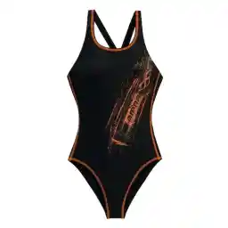 مایو شنا بچه گانه دخترانه یک تکه آرنا پشت قهرمانی G DRAWY JR HMK | مشکی