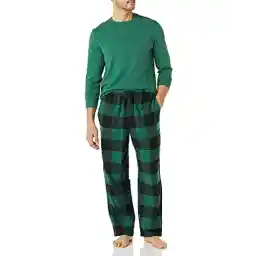 Amazon Essentials Men's Flannel Pant and Long-Sleeve T-Shirt Pajama Set