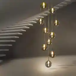 چراغ آویز CBJKTX چراغ آویز میز ناهارخوری با قابلیت تنظیم ارتفاع چراغ آویز لوستر شیشه ای 10 شعله در رنگ طوسی چراغ اتاق نشیمن چراغ خواب میز ناهارخوری چراغ میز ناهار خوری چراغ سالن