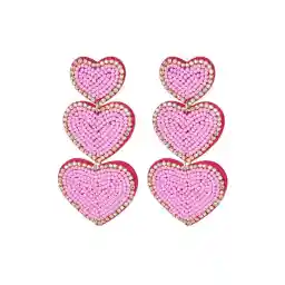 Yehwang oorbellen met 3 hartjes van kralen - statement oorbellen - festival oorbellen - zomer oorbellen - vakantie oorbellen