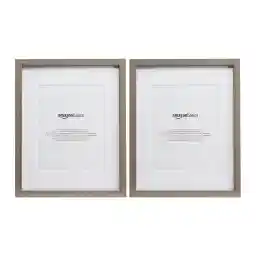 قاب عکس مستطیلی آمازون Basics، 11 اینچ 14 اینچ یا 8 اینچ 10 اینچ با حصیر، بسته 2 عددی، Barnwood، 12.28 x 15.18 اینچ