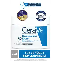 CeraVe Kuru Ciltler için Seramid & Hyalüronik Asit İçeren Nemlendirici Yüz ve Vücut Kremi 340gr