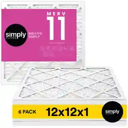 Simply 12x12x1 Air Filter, Merv 11, MPR 1000, 6 Pack, Furnace Air Filter for HVAC (Actual Size: 11.75"x11.75"x0.75") DUST, Pet, & Allergy Control