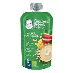 Gerber Organik Yulaflı Elma ve Mango Püresi 8x110g