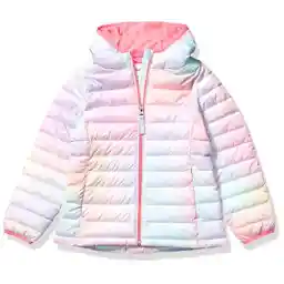 Amazon Essentials Girls and Toddlers' Lightweight Water-Resistant Packable Hooded Puffer Jacket
