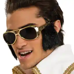 Rubie's Costume Elvis Presley Sunglasses with Attached Sideburns, Multicolor, One size