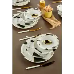 سرویس ظروف غذاخوری 24 تکه مرمر موزاییک سرامیکی بابیون لوکس برای 6 نفر