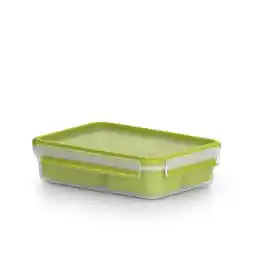 جعبه ناهار و اسنک Emsa با 3 درب و درب کاربردی، حجم: 1.2 لیتر، شفاف/سبز، Clip & Go، 518100