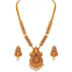 Shining Diva Fashion Latest Stylish Long Design Necklace Set for Women Wedding Traditional Jewellery Set for Women (rrsd10471s)