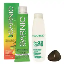 رنگ مو گارنیک شماره 3 حجم 120 میلی لیتر رنگ قهوه ای تیره به همراه اکسیدان گارنیک مدل 20vol شش درصدی حجم 180 میلی لیتر