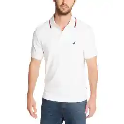 Nautica mens Classic Fit Short Sleeve Solid Tipped Collar Soft Polo Shirt Polo Shirt