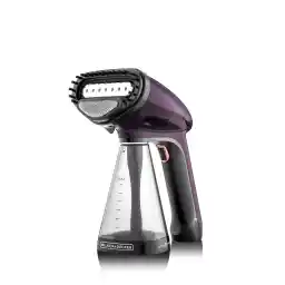 BLACK+DECKER Handheld Garment Steamer, 1500W, 21g/min Steam, 40s Fast Heat-Up, Universal Bottle Adaptor, 260ml Detachable Tank, Purple, HST1500-B5
