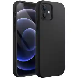 JETech Silicone Case for iPhone 12/12 Pro 6.1-Inch, Silky-Soft Touch Full-Body Protective Phone Case, Shockproof Cover with Microfiber Lining (Black)