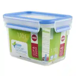 جعبه نگهداری مواد غذایی CLIP & CLOSE Emsa 508541 | مستطیل شکل | با درب | 1.1 لیتر | شفاف/آبی | 100% محکم