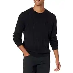 Amazon Essentials Men's Crewneck Cable Cotton Sweater