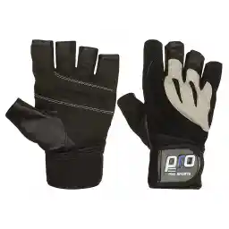 دستکش بدنسازی پرو اسپرتز نیمه انگشتی مچ بند دار BRS | مشکی/طوسی