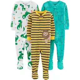 پیژامههای پنبهای با پاهای مناسب برای کودکان پسر Carter's Toddlers ساده Joys، بسته 3 عددی
