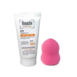 کرم ضد آفتاب رزاکلین مدل Oily Skin SPF50 حجم 40 میلی لیتر - بژ روشن به همراه پد آرایشی اسفنجی