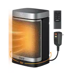 Dreo Space Heater for Bathroom and Indoor, Portable Heater, 1500W Safe and Quiet PTC Ceramic Heater, 41-95°F Digital Thermostat, 70°Oscillating, Remote, ALCI Safety Plug, 12h Timer, 5 Modes