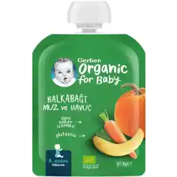 Gerber Organik Muz Havuç ve Balkabağı Püresi 90 g x 7