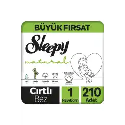 Sleepy Natural Büyük Fırsat Paketi Bebek Bezi 1 Numara Yenidoğan 210 Adet
