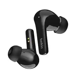 Belkin SOUNDFORM Flow True Wireless Earbuds with Active Noise Cancellation, Bluetooth Earphones with Wireless Charging, IPX5 Sweat and Water Resistant, 31H Play Time, Black, Small