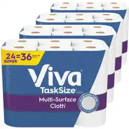 Viva Multi-Surface Cloth Paper Towels, Task Size - 24 Super Rolls (4 Packs of 6) - 81 Sheets Per Roll