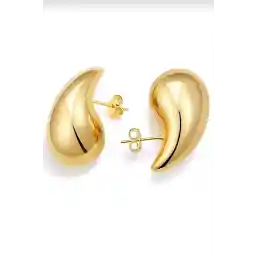 گوشواره قطره ای ALLİNA Bottega با روکش تیتانیوم مقاوم طلایی 3 سانتی متر تضمینی All-3018