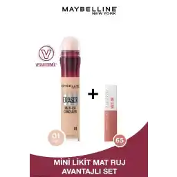 کانسیلر پاک کن فوری ضد پیری Maybelline New York 01light & mini Super Stay Matte Ink Liquid Matte Lipstick 65 Seductress 2.7ml