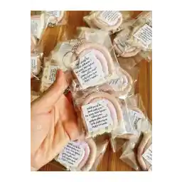 büşra candan جاکلیدی رنگین کمان ماکرامه زیور تولد کادو صورتی ملایم 20 تیکه