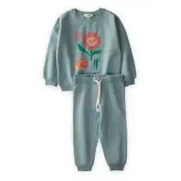 Cigit Sulu Boya Baskılı Sweatshirt Takım 2-8 Yaş Mint Yeşili