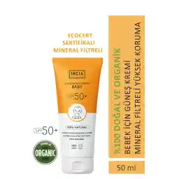 کرم ضد آفتاب کودک اینسیا 100% طبیعی - فیلتر معدنی ضد لک با محافظت بالا 50spf Uva Uvb 50ml