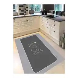 فرش آشپزخانه رنگ خاکستری مفهومی اکو، فرش آشپزخانه قلب، فرش تزئینی، فرش آشپزخانه قابل شستشو، ضد لک