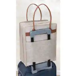 کیف مسافرتی با دسته چرمی او پاک - خاکستری