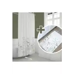 ست پرده و حصیر حمام گلدار Tropikhome - پرده حمام دیزی + تشک حمام - تشک حمام پایه ضد لغزش