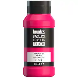 رنگ اکریلیک سیال Liquitex 8870425 Basics با قوام روان، خشک شدن سریع، نور سریع، ضد آب، پایه آب، بطری 118 میلی لیتری، فلو صورتی