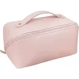 Necomi Large-Capacity Travel Cosmetic Bag | Leather Makeup Bag | Waterproof Portable Cosmetic Bag | Multifunctional Storage Makeup Bag | Travel Cosmetic Bag (White)