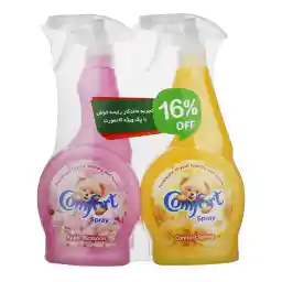 پک اسپری خوشبو کننده هوا کامفورت مدل گل های بهاری حجم 500 میلی لیتر به همراه خوشبو کننده هوا کامفورت مدل شکوفه های سیب حجم 500 میلی لیتر