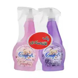 پک اسپری خوشبو کننده هوا کامفورت مدل شکوفه های سیب حجم 500 میلی لیتر به همراه خوشبو کننده هوا کامفورت مدل اسطوخدوس حجم 500 میلی لیتر