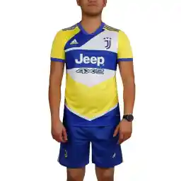 ست پیراهن شورت فوتبال چهارم یونتوس آدیداس کیفیت A+ | زرد/آبی