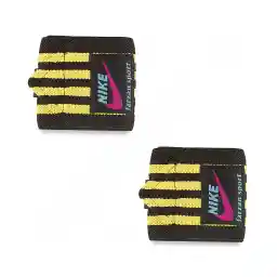 مچ بند بدنسازی جفتی چسبی بندی طرح نایک 40*8 سانتیمتری DST | مشکی/زرد