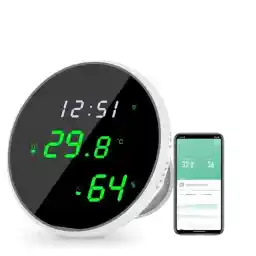 UanTii Tuya WiFi Temperature Humidity Sensor Smart Indoor Hygrometer Thermometer With LCD Display Backlight Support Google Home Alexa