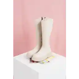 چکمه های تخت زنانه CZ London کفش زمستانی با کفی ضخیم بدون بند