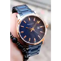 Ferrucci Lacivert Rose Bakır Takvimli Erkek Kol Saati