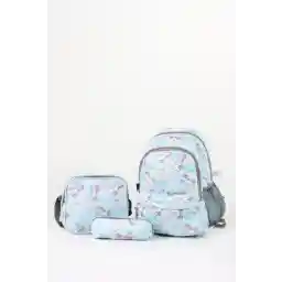 ست کیف مدرسه سه نفره باشگاه پولو کمبریج Plcan2079-320 Unicorn Blue