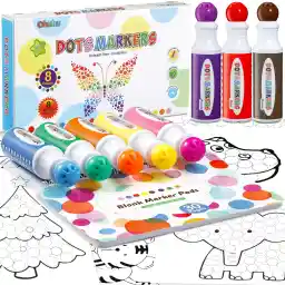 Ohuhu Markers for Kids: Washable 8 Colors Dot Marker for Children (3 Ages +), 40 ml (1.41 oz) with Coloring Book for Preschool Kindergarten Home Safe Non-Toxic Kids Markers