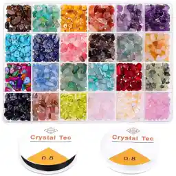 ELECDON 1200pcs 24 Color Irregular Crystal & Stone Beads for Jewelry Making